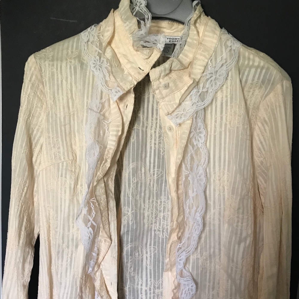 Cream and Lace Button Up Top